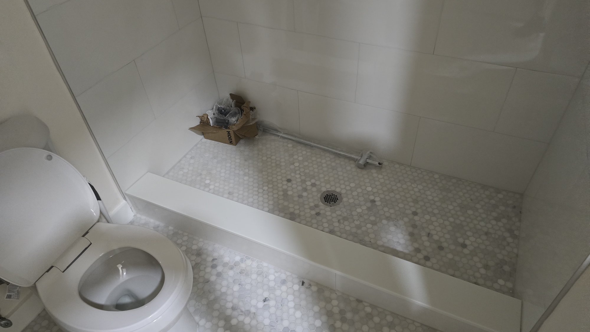 Finished tub and tile in a bathroom